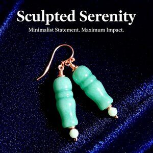 Sculpted Serenity! Green Agate & Copper Hammered Earwires - OOAK EARCANDY!!!